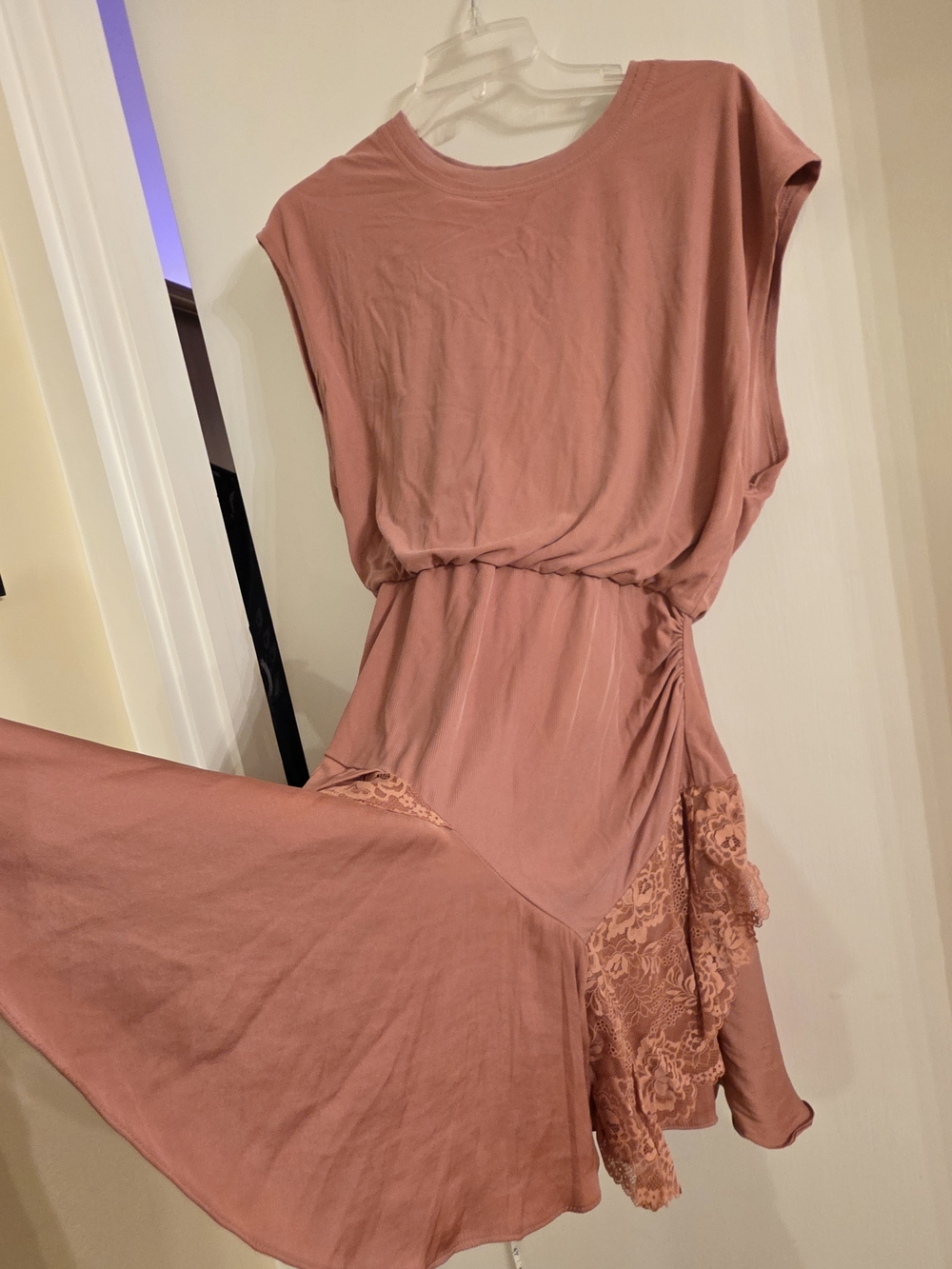 Free People Dusty Rose Lace-Trim Mini Dress - Picture 3 of 9